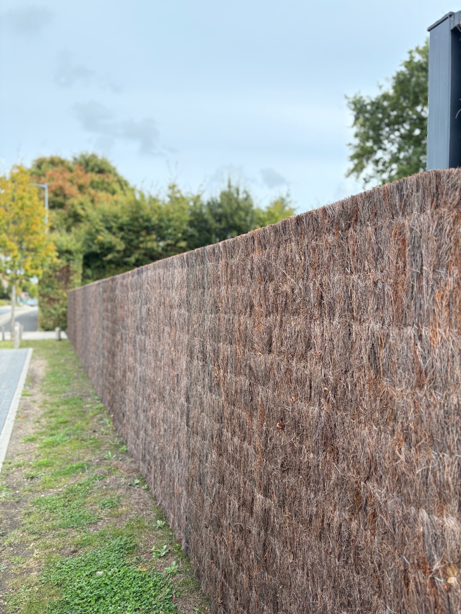 Natuurlijke heidematten geplaatst als privacybekleding